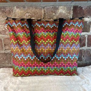 LeSportsac Women's Polka Tote Bag Zip Top Nylon Multicolor